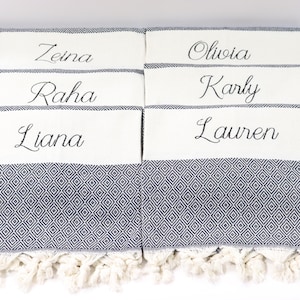Toalla de algodón turco personalizada, regalo para dama de honor, toalla de playa, toalla de baño orgánica, toalla de boda, recuerdo de despedida de soltera, toalla de hammam
