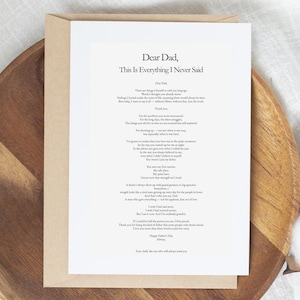 Carta imprimible para papá / Carta del Día del Padre / Regalo digital para papá / Carta personal para papá / Esto es todo lo que nunca digo / Solicitud personalizada