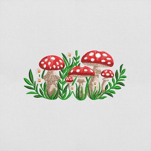 Mushroom Forest Machine Embroidery Design, Boho Flower, Meadow Garden Pattern, Wildflower Embroidery Bundle, 6 Sizes, Instant Download
