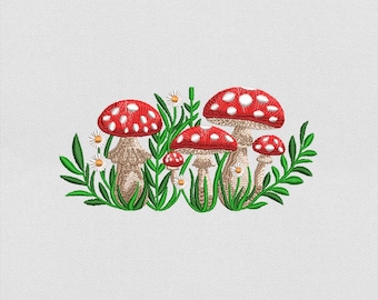 Mushroom Forest Machine Embroidery Design, Boho Flower, Meadow Garden Pattern, Wildflower Embroidery Bundle, 6 Sizes, Instant Download