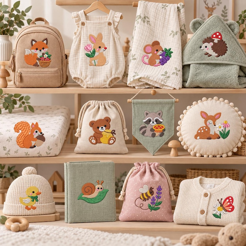 Woodland Animal Embroidery Design Bundle, Cute Fox Bunny Bear Deer ...