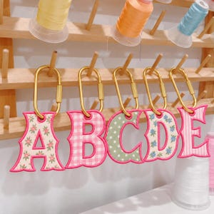 Fishtail ITH Tag Alphabet Embroidery Font, Hanging Letter Keychain Design, Machine Embroidery Letters, Monogram Bag Tag, Name Charm, PES DST