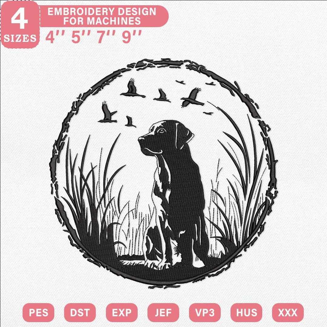 Hunting Dogs Patterns Labrador Hunting Embroidery Design, Duck Hunting Dog Embroidery Pattern ...