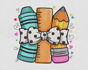 Back to School Tools, Back to School Embroidery, School Supplies Embroidery Design, Instant Download, PES DST File