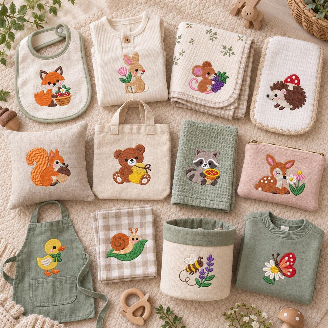 Woodland Animal Embroidery Design Bundle, Cute Fox Bunny Bear Deer ...