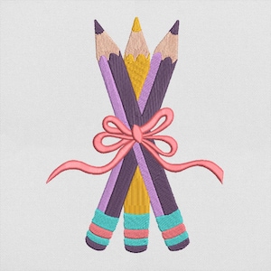 Back-to-School Pencil Embroidery, School Embroidery Pattern, Digital Embroidery File, Machine Embroidery Instant Download