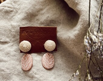 Sarah Bertochi Collab Shell Pink and Jute Earrings