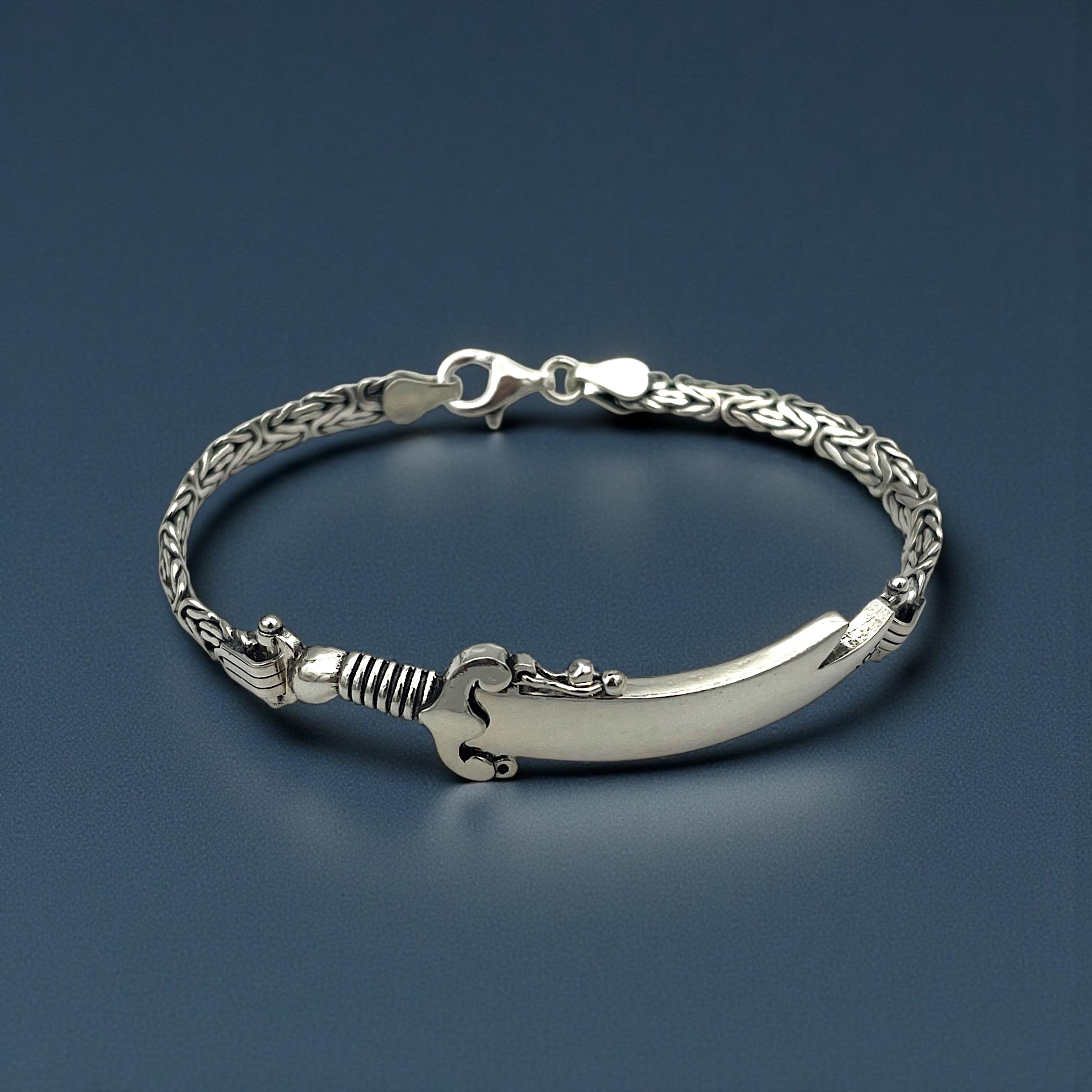 Double Edged Sword King's Chain Sterling Silver Men's Bracelet