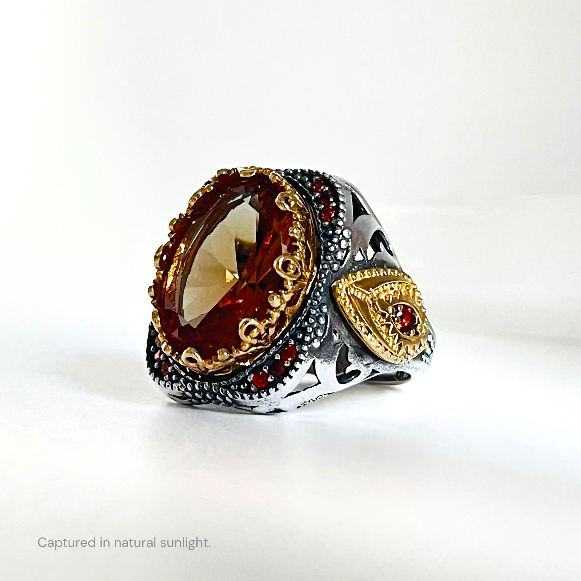 Bague Moderne Plaqué Or Avec Pierre - Taille 56 - Bijoux Occasion - Style Contemporain