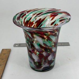 Christmas vase, small. Handmade blown glass from Traverse City, Michigan.