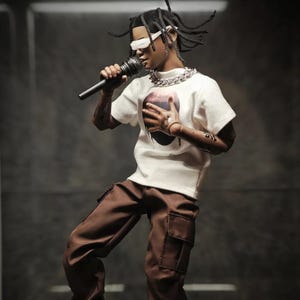 Handmade TVS Scott-inspired Custom 1/6 Memorial Doll -Personalized Memorial Gift for Fans, Rapper Memorial Statue