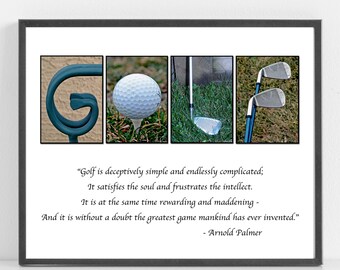 Golf Photo Alphabet Art Print – Arnold Palmer Quote (Unframed)