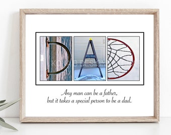 Father's Day Gift - Alphabet Photo Art  for DAD -  8x10 Unframed- Dad quotes