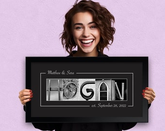 Personalized Wedding Name Sign, Custom Letter Art, Anniversary Gift