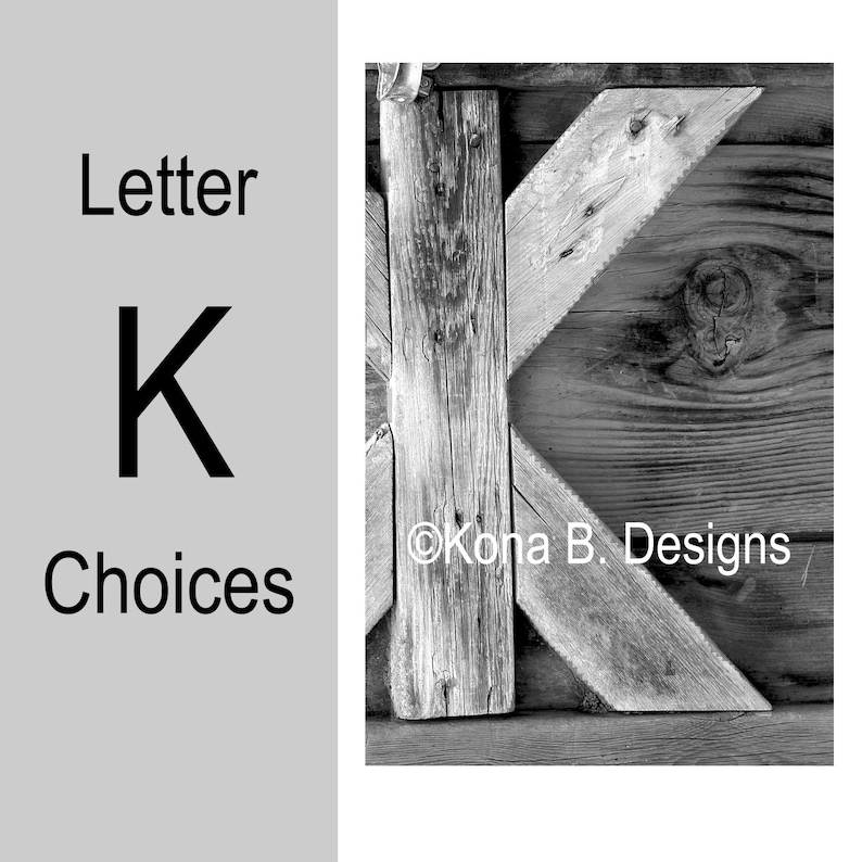 Letter K Alphabet Photography 4x6 Photo Letter Unframed Black and White or Sepia image 1