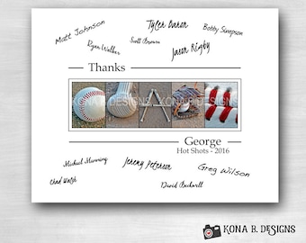 Personalized Coach's gift - Baseball coach - Team signatures - 11x14- Baseball Team Gift