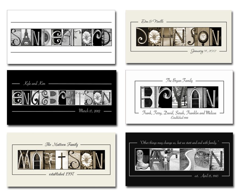 Alphabet Photography Name Frame Photo Letters 10x20 Print unframed Custom Wedding Print