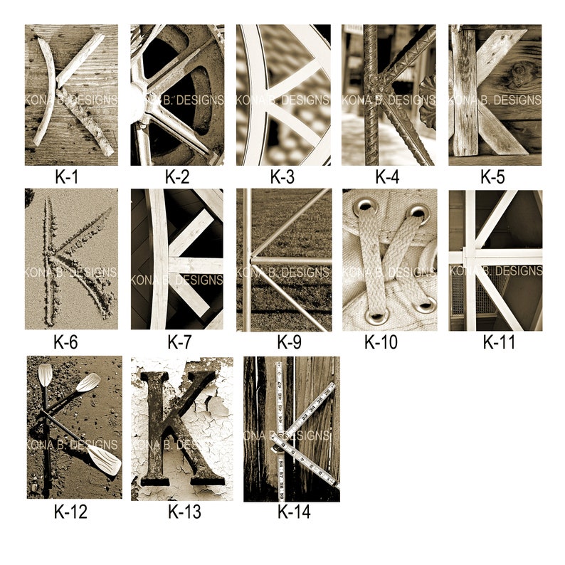 Letter K Alphabet Photography 4x6 Photo Letter Unframed Black and White or Sepia image 3