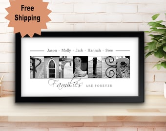 Personalized Family Name Photo Art Print, Unique Letter Gift