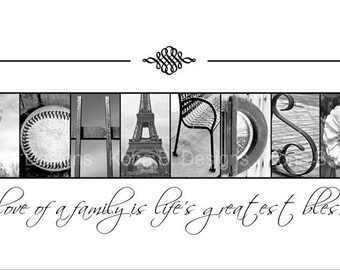 Personalized Alphabet Photography - Housewarming Gift - Personalized Wedding Gift - Family Name Sign - 10x20 Unframed
