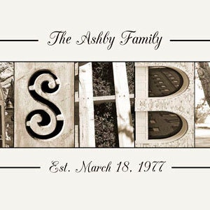 Personalized Alphabet Photography - Housewarming Gift - Personalized Wedding Gift - Family Name Sign - 10x20 Unframed