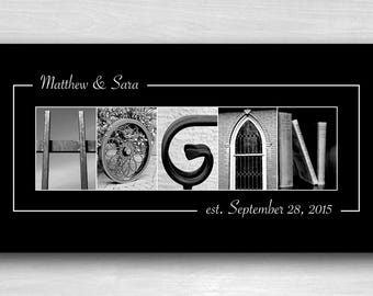 Personalized Letter Photo Art – Custom Name Print, Wedding Gift (10x20 Unframed)