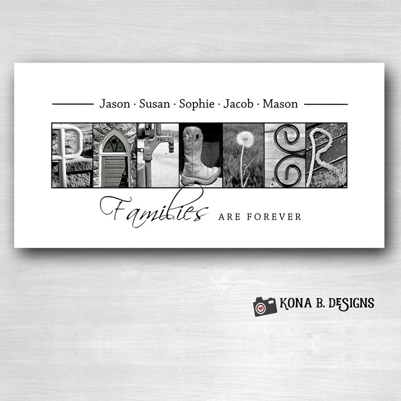 Alphabet photography Personalized Photo Letter Art Family Name print 10x20 Unframed image 2