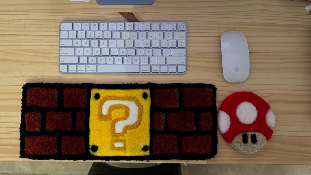 Mouse Pad Tuft Rug 90s Retro Cartoon Tufted Rug Set – Handmade Keyboard Mat & Power-up ...