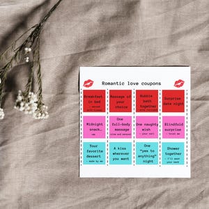 Coupons d&#39;amour épicé pour couples | Livre de coupons romantiques affectueux et amusants | Cadeau Saint-Valentin imprimable | Idées de rendez-vous romantiques sexy | Téléchargement instantané