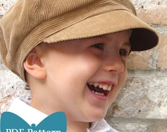 Patrón de costura de sombrero de vendedor de periódicos - Tallas reversibles unisex para bebés y niños - PDF