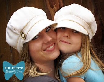 Newsboy style hat PDF SEWING pattern Adult/child combo sale-10.00