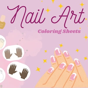 Nail art coloring sheet, nail art for kids, nail art, coloring sheet, skin tone nail art, kids coloring sheet, instant dowload