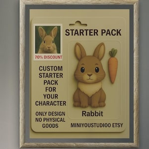 Custom Bunny Starter Pack Cartoon Pet Portrait Personalized Rabbit Illustration Cute Digital Art Gift for Bunny Lovers