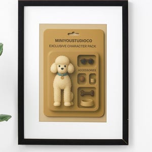 Custom Poodle Dog Starter Pack Cartoon Pet Portrait with Accessories Sunglasses and Bone Digital Art