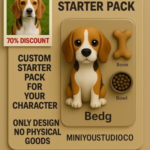 Paquete inicial de perro personalizado: retrato de dibujos animados, ilustración digital personalizada de mascota, regalo único para amantes de los perros.