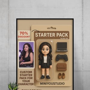 Custom DJ Girl Starter Pack Cartoon Portrait Personalized Digital Character Illustration Gift for Music Lovers DJ Fan Print