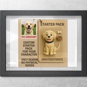 Pacote inicial personalizado para cães Labrador, retrato de animal de estimação em desenho animado, ilustração digital personalizada de cão, presente exclusivo para amantes de Labradores