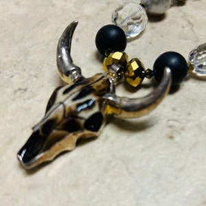 Longhorn Steer Head Pendant and Semi-precious Stone Necklace