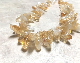 Citrine Necklace, Citrine Nugget Necklace, Yellow Necklace
