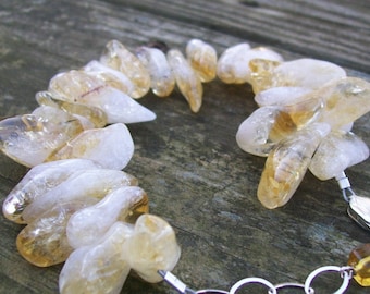Citrine Bracelet, Citrine Nugget and Sterling Silver Bracelet, Yellow Bracelet, Stone Bracelet, Yellow Stone Bracelet, Silver Bracelet