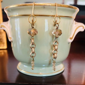Champagne Crystal and Chain Earrings