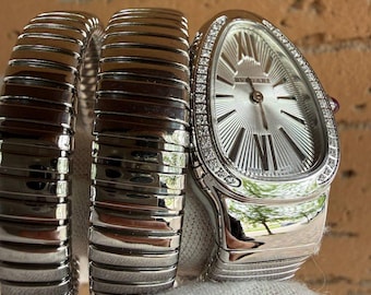 Vintage watch white serpеntі white gold diamond double spiral