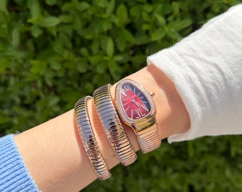 Vintage watch Red serpеntі rose gold diamond double spiral