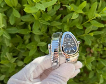 Vintage watch black serpentine white gold