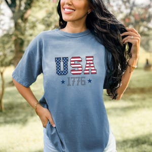 Comfort Colors® Shirt, 4th of July Tee, America Shirt, Patriotic Vintage T-Shirt, Red White and Blue, Independence Day Shirt,USA 1776