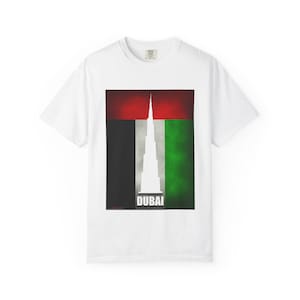 Dubai-Inspired Garment-Dyed T-shirt, Casual Tee, Travel Souvenir, Unisex Shirt, Gift for UAE Lovers, Souvenir Apparel