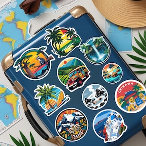 Confezione di adesivi in vinile "Island Nations" (10 pezzi) / Set di adesivi da viaggio / Adesivi con paesi tropicali per bagagli e diari