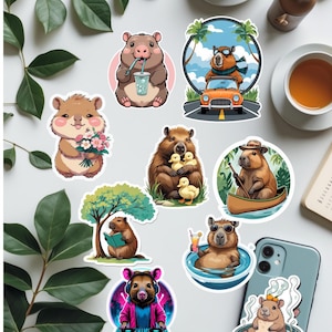 Capybara Vinyl Sticker Pack – Cute Chill Capybara Die Cut Stickers, 10-Piece Waterproof Set for Journals, Laptops & Bottles
