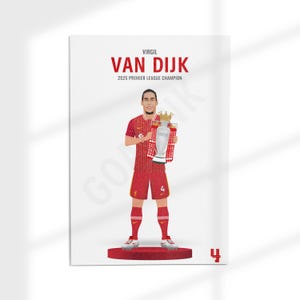 Virgil Van Dijk Poster – Premier League Champion 2025 Art | Liverpool FC | Football Print | A5 to A0 Sizes