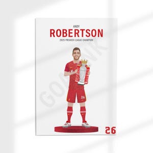 Andrew Robertson Poster – Premier League Champion 2025 Art | Liverpool FC | Football Print | A5 to A0 Sizes
